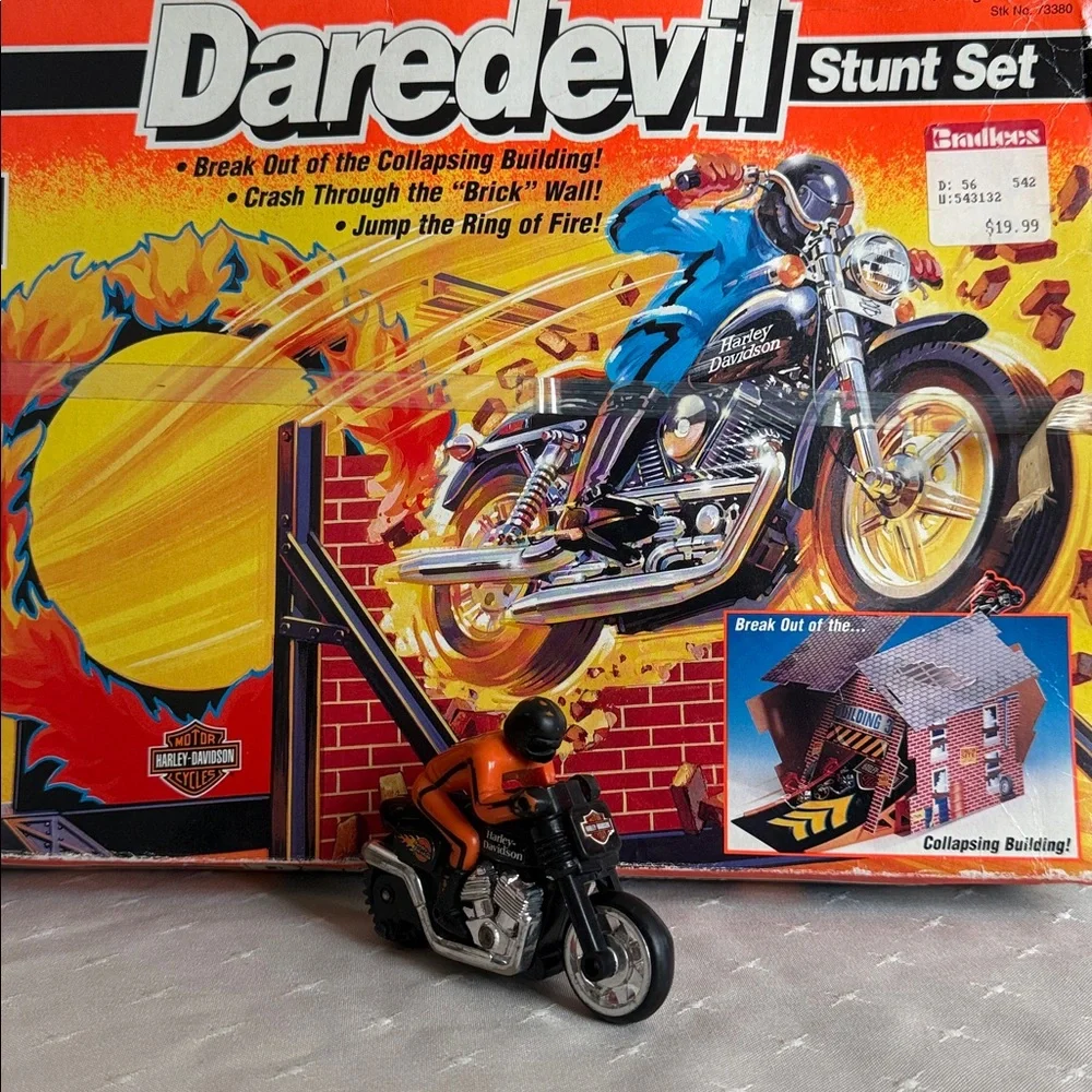 Vintage 1994 Matchbox Harley-Davidson Daredevil Stunt Set - Complete in Open Box